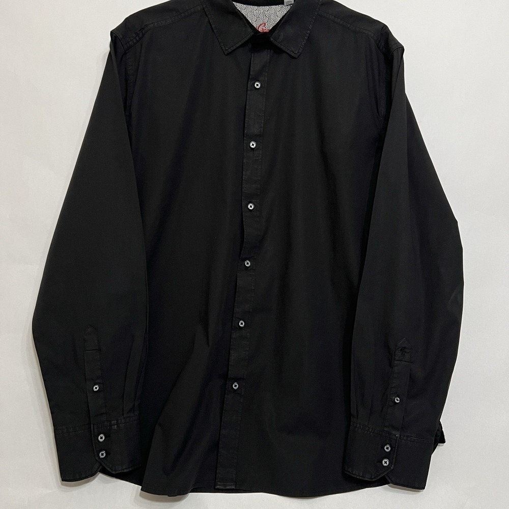 Robert Graham Long Sleeve Button Shirt Classic Fit Black Flip Cuff Men Size 2XL